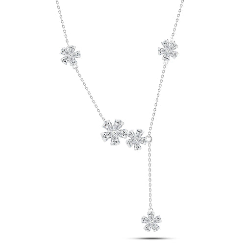 The Five Zircon Flowers 925 Silver Necklace - Transparent