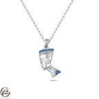 The Queen Nefertiti 925 Silver Women Necklace - Blue - NECKLACES