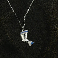The Queen Nefertiti 925 Silver Women Necklace - Blue - NECKLACES