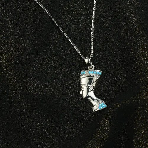 The Queen Nefertiti 925 Silver Women Necklace - Turquoise - NECKLACES