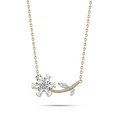 The Rose Gold Plated Silver Zircon Flower - 925 silver - NECKLACES