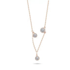 Three circles of Zircon 925 Silver Necklace - Rose gold - Transparent - NECKLACES