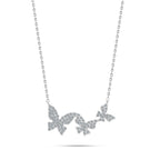 Three Zircon Butterflies 925 Silver Necklace - Transparent - NECKLACES
