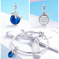 Travel Around The world Plane 925 Silver Charm