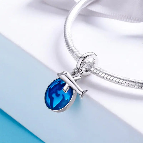 Travel Around The world Plane 925 Silver Charm
