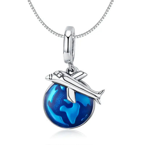 Travel Around The world Plane 925 Silver Charm