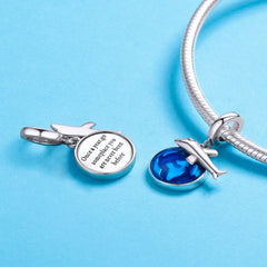 Travel Around The world Plane 925 Silver Charm