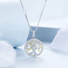 Tree Of Life Necklace - 925 Sterling Silver - Multi Color - NECKLACES