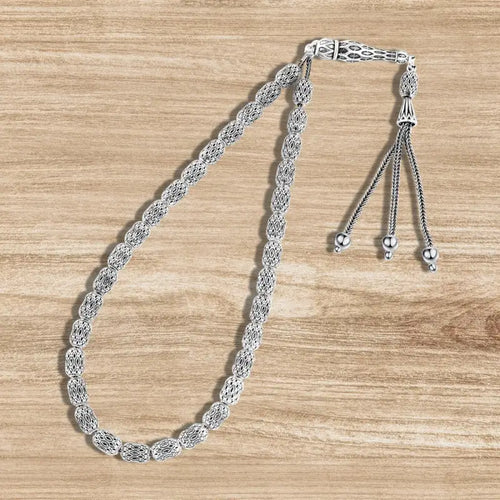 Turkish engraved oxidation misbaha 33beads - Rosary