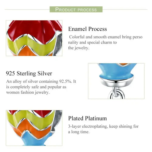 Turkish Hot Air Balloons Charm - 925 sterling silver