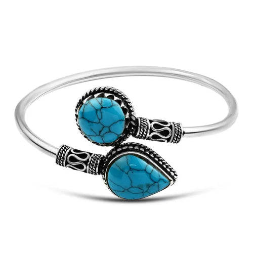 Turquoise 925 Silver Bangle - Turquoise - Bangels