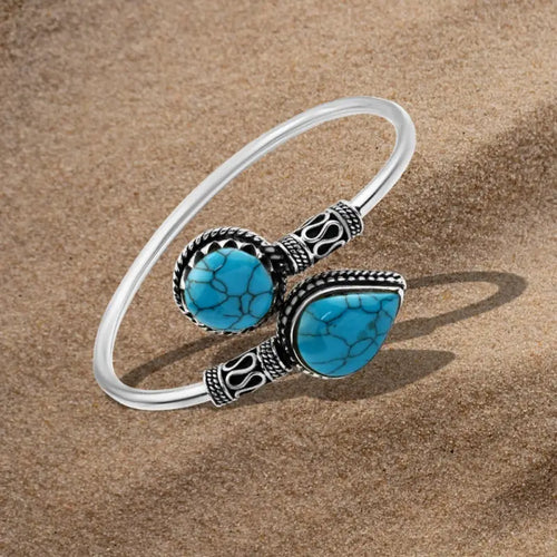 Turquoise 925 Silver Bangle - Turquoise - Bangels