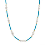 Turquoise and Pearl 14k gold plated - 925 sterling silver - Turquoise - NECKLACES