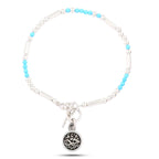 Turquoise & Silver Beaded Bracelet with " Love (حب) " Pendant - fathyibrahim