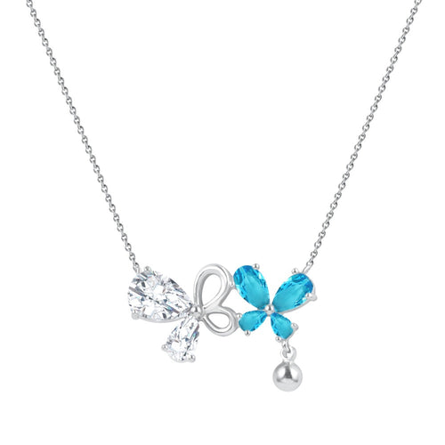 Two Colorful Butterflies 925 Silver Necklace - NECKLACES