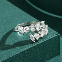 Two line of Zircon 925 Silver Ring - Transparent