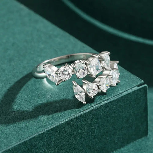 Two line of Zircon 925 Silver Ring - Transparent