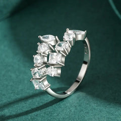 Two line of Zircon 925 Silver Ring - Transparent