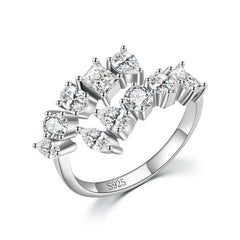 Two line of Zircon 925 Silver Ring - Transparent