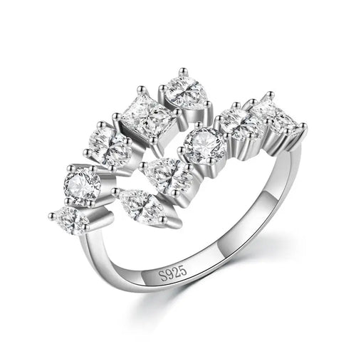 Two line of Zircon 925 Silver Ring - Transparent