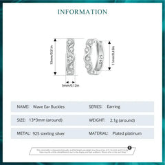 Wavy Zircon 925 Silver Earring - Transparent