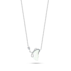 White Butterfly Necklace - 925 Sterling Silver - White - NECKLACES