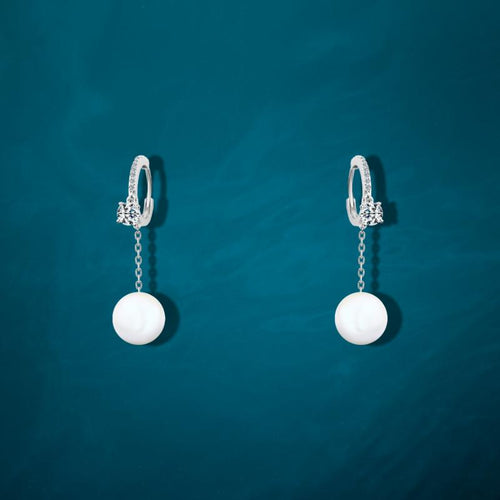 White Pearl Earring - 925 Sterling Silver - fathyibrahim