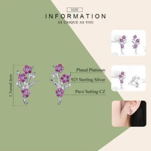 Winter Tree 925 Silver Earrings - Purple