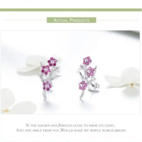 Winter Tree 925 Silver Earrings - Purple