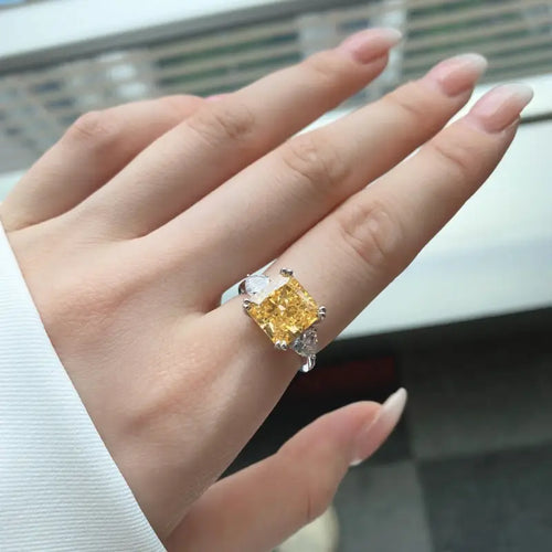 Yellow Chic Ice Crushed 925 Silver Ring - Rings