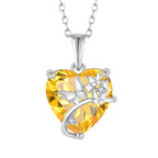 Yellow heart and butterfly Neklace 925 Sterling Silver