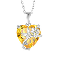 Yellow heart and butterfly Neklace 925 Sterling Silver
