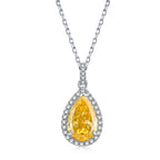 Yellow Waterdrop - 925 Sterling Silver Necklace - Yellow