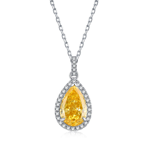 Yellow Waterdrop - 925 Sterling Silver Necklace - Yellow