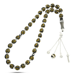 Yusr Rosary inlaid with silver & Fitran ,33 Beads - fathyibrahim