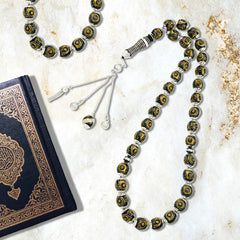 Yusr Rosary inlaid with silver & Fitran ,33 Beads - fathyibrahim