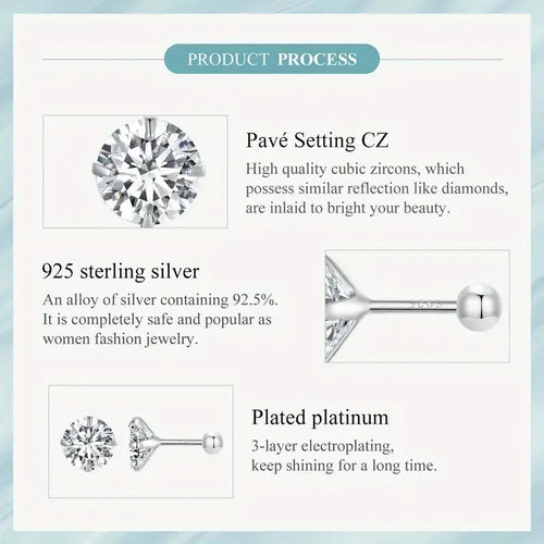 Zircon 925 Silver Earrings - Transparent