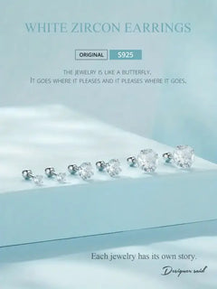 Zircon 925 Silver Earrings - Transparent