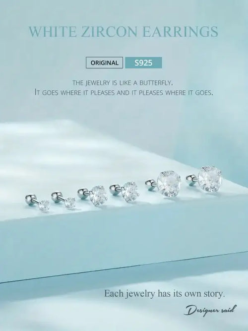Zircon 925 Silver Earrings - Transparent