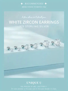 Zircon 925 Silver Earrings - Transparent