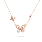 Zircon Butterflies 925 Silver Necklace - Rose gold - Transparent - NECKLACES