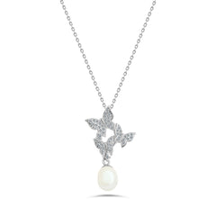 Zircon Butterflies 925 Silver Necklace - fathyibrahim