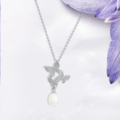 Zircon Butterflies 925 Silver Necklace - fathyibrahim
