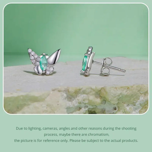 Zircon Butterfly 925 Silver Earring - Multi Color