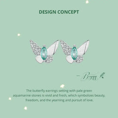 Zircon Butterfly 925 Silver Earring - Multi Color