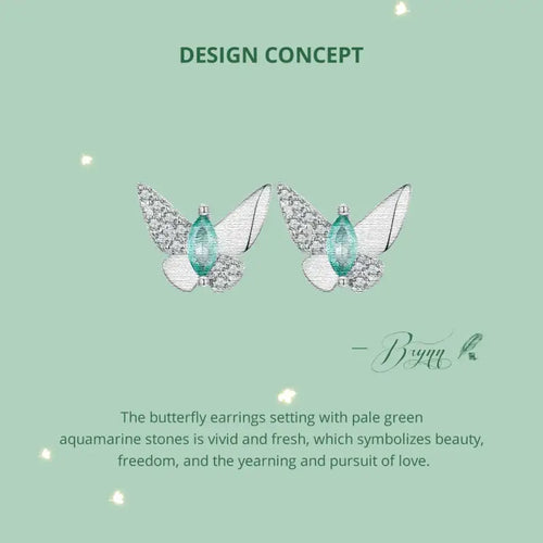 Zircon Butterfly 925 Silver Earring - Multi Color