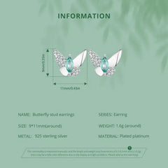 Zircon Butterfly 925 Silver Earring - Multi Color