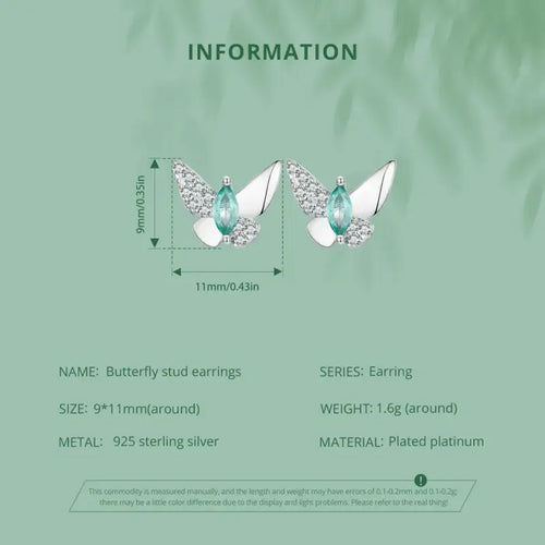 Zircon Butterfly 925 Silver Earring - Multi Color