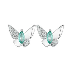 Zircon Butterfly 925 Silver Earring - Multi Color