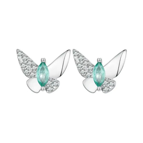 Zircon Butterfly 925 Silver Earring - Multi Color
